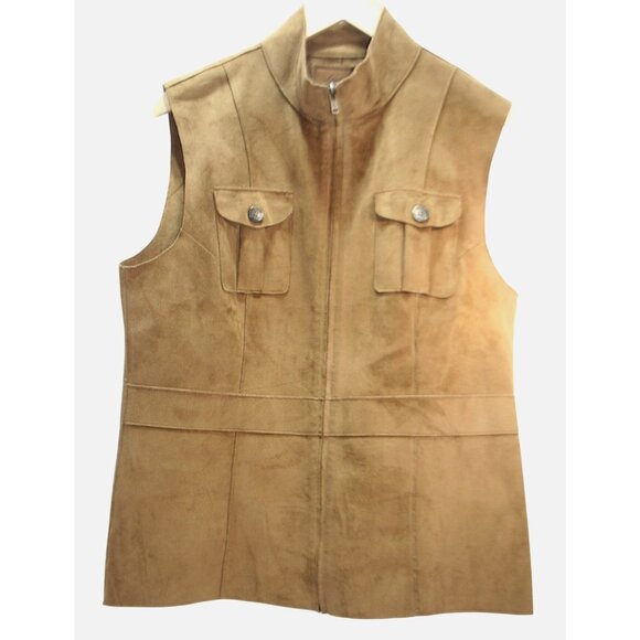 Lauren Dry Goods Supply Company Jackets & Blazers - Ralph Lauren Dry Goods Faux Suede Safari Vest Womens Large Brown Western Boho